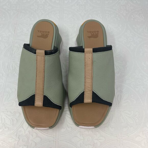 Sorel Green Brown Kinetic Impact Slide High Sandal Size 8 - Picture 2 of 7